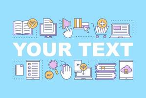 E-books store word concepts banner. Interactive training. Digital education. E-learning. Isolated lettering typography idea with linear icons. Vector outline illustration
