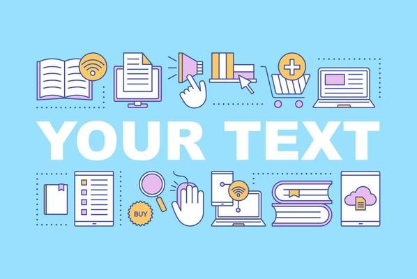 E-books store word concepts banner. Interactive training. Digital education. E-learning. Isolated lettering typography idea with linear icons. Vector outline illustration