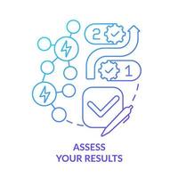 Assess results blue gradient concept icon. Planning energy management abstract idea thin line illustration. Comparing business processes. Isolated outline drawing. vector
