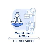 Mental health at work light blue concept icon. Stress reducing. Trend in psychology abstract idea thin line illustration. Isolated outline drawing. Editable stroke. vector