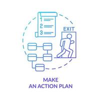 Make action plan blue gradient concept icon. Reduce stress. How to deal with emotions during war abstract idea thin line illustration. Isolated outline drawing. vector