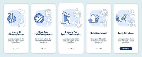 Psychology trends light blue onboarding mobile app screen. Walkthrough 5 steps graphic instructions pages with linear concepts. UI, UX, GUI template. vector