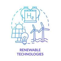 Renewable technologies blue gradient concept icon. Efficient energy planning abstract idea thin line illustration. Sustainable sources. Isolated outline drawing. vector