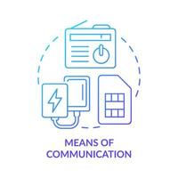 Means of communication blue gradient concept icon. Thing to store for surviving. Emergency go bag abstract idea thin line illustration. Isolated outline drawing. vector