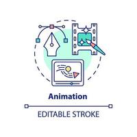 Animation concept icon. In demand skill for freelancing abstract idea thin line illustration. Creating storyboards. Isolated outline drawing. Editable stroke. vector