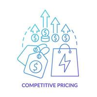 Competitive pricing blue gradient concept icon. Energy strategy element abstract idea thin line illustration. Establish market prices. Isolated outline drawing. vector