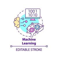 Machine learning concept icon. Defining augmented analytics abstract idea thin line illustration. Computer algorithms. Isolated outline drawing. Editable stroke. vector