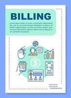 Billing service poster template layout. Customer support. Financial transaction. Banner, booklet, leaflet print with linear icons. Vector brochure page layouts for magazines, advertising flyers