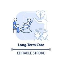 Long term care light blue concept icon. Mental health care. Trend in psychology abstract idea thin line illustration. Isolated outline drawing. Editable stroke. vector