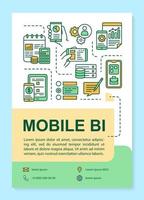 Mobile BI poster template layout. Business Intelligence. Data analyzing. Banner, booklet, leaflet print design with linear icons. Vector brochure page layout for magazines, advertising flyers