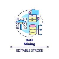 Data mining concept icon. Business intelligence technique abstract idea thin line illustration. Analyzing datasets volumes. Isolated outline drawing. Editable stroke. vector