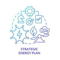 icono de concepto de gradiente azul del plan estratégico de energía. estrategia energética de construcción idea abstracta ilustración de línea delgada. reducir la huella de carbono. dibujo de contorno aislado. vector