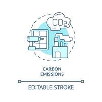 Carbon emissions turquoise concept icon. ZEB drawback abstract idea thin line illustration. High global warming potential. Isolated outline drawing. Editable stroke. vector