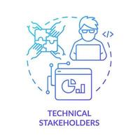 Technical stakeholders blue gradient concept icon. IT specialist and developer. Type of stakeholder abstract idea thin line illustration. Isolated outline drawing. vector