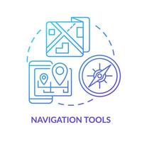 icono de concepto de gradiente azul de herramientas de navegación. cosas para empacar para los refugiados. acciones de bolsa de emergencia idea abstracta ilustración de línea delgada. dibujo de contorno aislado. vector