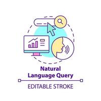 Natural language query concept icon. Defining augmented analytics abstract idea thin line illustration. Direct interaction. Isolated outline drawing. Editable stroke. vector