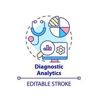 Diagnostic analytics concept icon. Business data analysis type abstract idea thin line illustration. Root cause analysis. Isolated outline drawing. Editable stroke. vector