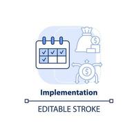 Implementation light blue concept icon. Amended financial plan. Budgeting process abstract idea thin line illustration. Isolated outline drawing. Editable stroke. vector