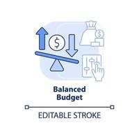 Balanced budget light blue concept icon. Income equals expenditures. Classification abstract idea thin line illustration. Isolated outline drawing. Editable stroke. vector