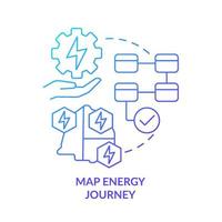 Map energy journey blue gradient concept icon. Pathway to energy strategy abstract idea thin line illustration. Process visualization. Isolated outline drawing. vector