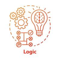 Logic red gradient concept icon. Thinking process thin line illustration. Rational solutions, ideas. Situation analysis. Strategy, algorithm. Solving problems. Vector isolated outline drawing