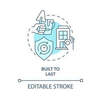 Built to last turquoise concept icon. Advantage of sustainable architecture abstract idea thin line illustration. Isolated outline drawing. Editable stroke. vector