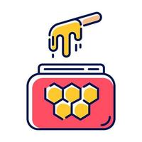 Honey waxing color icon. Natural soft cold wax in jar with spatula. Body hair removal equipment. Tools for depilation. Professional beauty treatment cosmetics. Isolated vector illustration