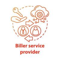 Biller service provider concept icon. Billing idea thin line illustration. Invoice providing. E-payment for services. Services provision. Vector isolated outline drawing. Editable stroke