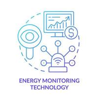Energy monitoring technology blue gradient concept icon. Energy strategy part abstract idea thin line illustration. Power measurement. Isolated outline drawing. vector