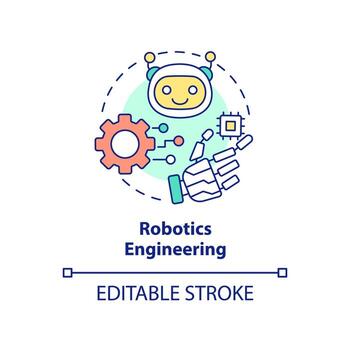 Robotics engineering concept icon. Trendy tech skill abstract idea thin line illustration. Computer science. Isolated outline drawing. Editable stroke. vector
