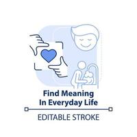 Find meaning in everyday life light blue concept icon. Improving mental health abstract idea thin line illustration. Isolated outline drawing. Editable stroke. vector