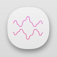 Abstract fluid waveforms app icon. UI UX user interface. Music rhythm, digital soundwave, frequency curves. Asymmetrical wavy lines. Web or mobile applications. Vector isolated illustration