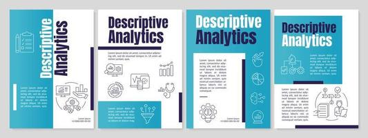 Types of automated data analytics aqua blue brochure template. Diagnostic. Leaflet design with linear icons. 4 vector layouts for presentation, annual reports.