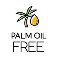 Palm oil free color icon. Organic food without saturated fats. Product free ingredient. Nutritious dietary, healthy eating habits. Natural meals for personal healthcare. Isolated vector illustration