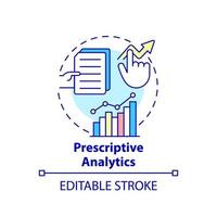 Prescriptive analytics concept icon. Business data analysis type abstract idea thin line illustration. Marketing and sales. Isolated outline drawing. Editable stroke. vector