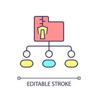 Archiving employee data RGB color icon. Storing staff data. Maintain HR records. Information management. Isolated vector illustration. Simple filled line drawing. Editable stroke.