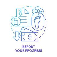 Report your progress blue gradient concept icon. Way to energy management abstract idea thin line illustration. Business transparency. Isolated outline drawing. vector