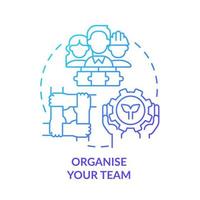 Organize your team blue gradient concept icon. Moving to energy strategy abstract idea thin line illustration. Assigning responsibility. Isolated outline drawing. vector