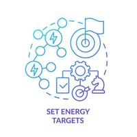 establecer objetivos de energía icono de concepto de gradiente azul. estrategia energética idea abstracta ilustración de línea delgada. objetivos de negocio neutros en carbono. dibujo de contorno aislado. vector