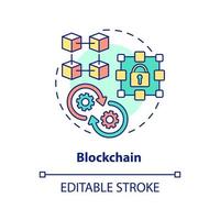 Blockchain concept icon. Highest paying freelance skill abstract idea thin line illustration. Encrypted data storage. Isolated outline drawing. Editable stroke. vector