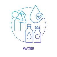 icono de concepto de degradado azul agua. consumo de bebidas cosa para almacenar para sobrevivir. bolsa de emergencia idea abstracta ilustración de línea delgada. dibujo de contorno aislado. vector