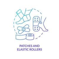 Patches and elastic rollers blue gradient concept icon. First aid kit components. Action during war abstract idea thin line illustration. Isolated outline drawing. vector