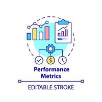 Performance metrics concept icon. Application of business intelligence abstract idea thin line illustration. Measure data. Isolated outline drawing. Editable stroke. vector