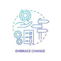 Embrace change blue gradient concept icon. Open to new ideas. Effective stakeholder management abstract idea thin line illustration. Isolated outline drawing. vector