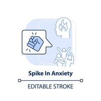 Spike in anxiety light blue concept icon. Increasing of distress. Behavioral trend abstract idea thin line illustration. Isolated outline drawing. Editable stroke. vector