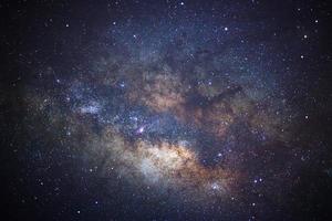 Close up of Milky way galaxy with stars and space dust in the universe, Long exposure photograph, with grain. photo