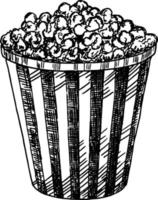 Popcorn in box illustration vector. Sketch vector