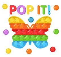 Cute funny Pop it. Pop it fidget sensory toy logo t-shirt. Pop It fidget set. Antistress vector