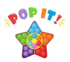 Cute funny Pop it. Pop it fidget sensory toy logo. Pop It fidget set. Antistress vector