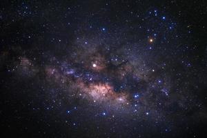 Milky way galaxy with stars and space dust in the universe, Long exposure photograph, with grain. photo